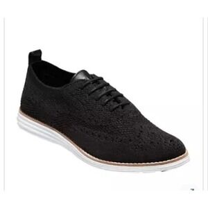 Cole Haan Zerogrand Stitch Wingtip Oxford Sneakers Knit Black White Womens 10